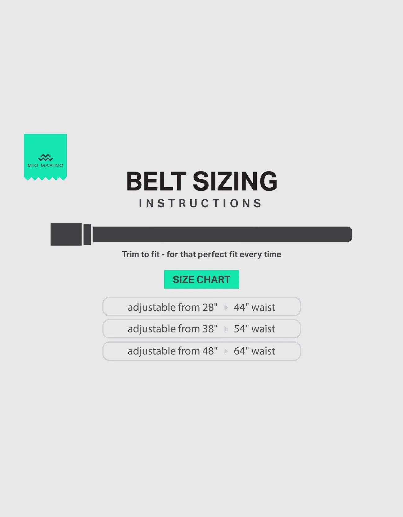 Adjustable from 28" to 44" Waist