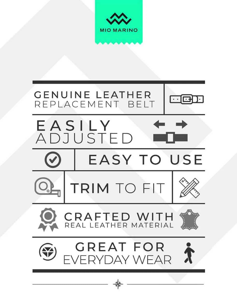 Adjustable from 28" to 44" Waist